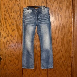 Buffalo David Bitton SIX Slim Straight Jeans Mens 33x32 Light Wash